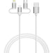 Verbatim (32394) Essentials 3-in-1 Sync & Charge Cable USB-A to Micro-B, USB-C and Lightning, 1m, 18W QC, 480Mbps, Quick Charge 3.0 Support Up To 18W Charging Power-Cables-Gigante Computers