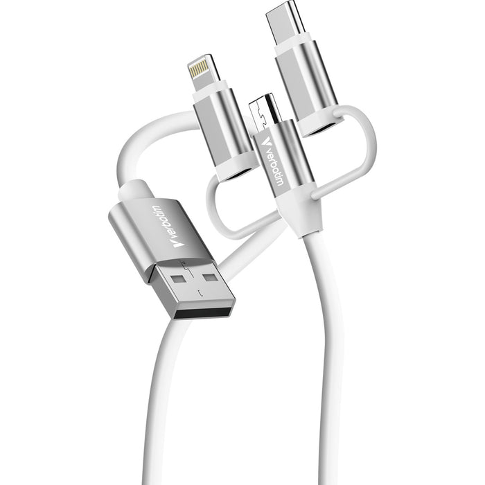 Verbatim (32394) Essentials 3-in-1 Sync & Charge Cable USB-A to Micro-B, USB-C and Lightning, 1m, 18W QC, 480Mbps, Quick Charge 3.0 Support Up To 18W Charging Power-Cables-Gigante Computers