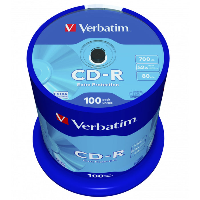 Verbatim (43411) CD-R 52X 700MB 100 Pack Spindle Datalife Plus-Media-Gigante Computers