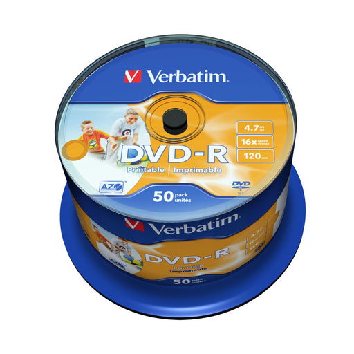 Verbatim (43533)DVD-R 16X 4.7GB 50 Pack Spindle Wide Inkjet Printable NoID-Media-Gigante Computers