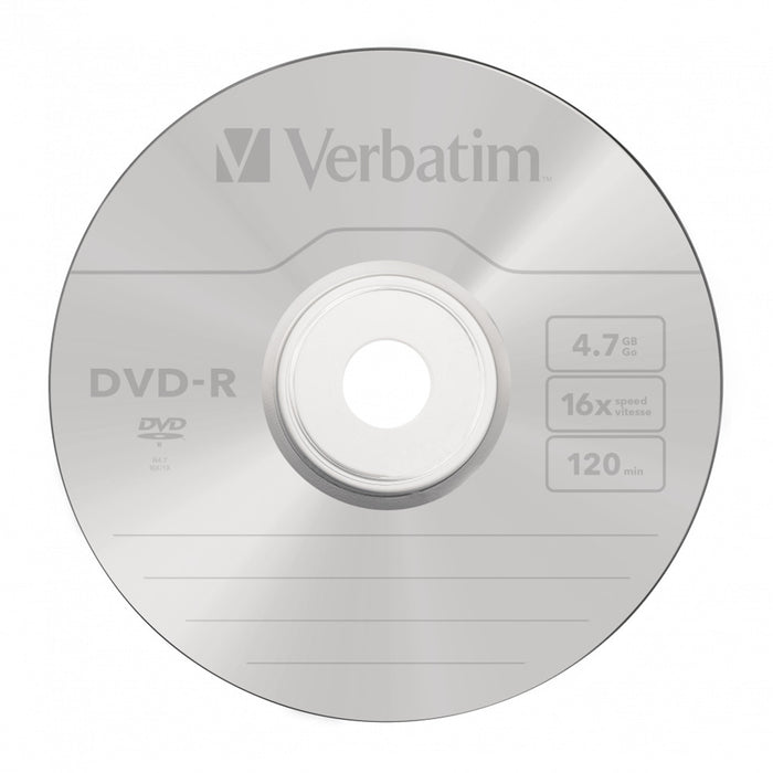 Verbatim (43549) DVD-R 16X 100PK SPINDLE 4.7GB MATT SILVER-Media-Gigante Computers