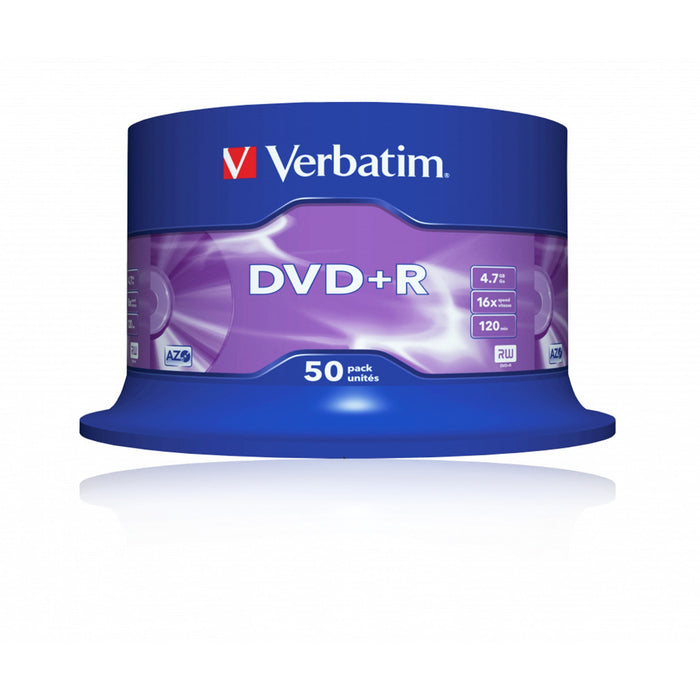 Verbatim (43550) DVD+R 16X 4.7GB 50PK SPINDLE MATT SILVER-Media-Gigante Computers