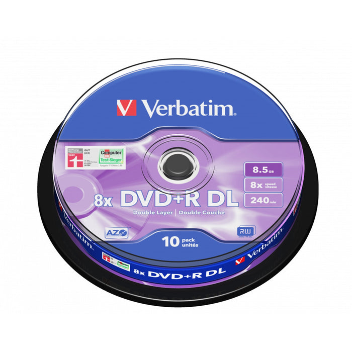 Verbatim (43666) DVD+R Double Layer 8.5GB 8X Matt Silver 10 Pack Spindle-Media-Gigante Computers