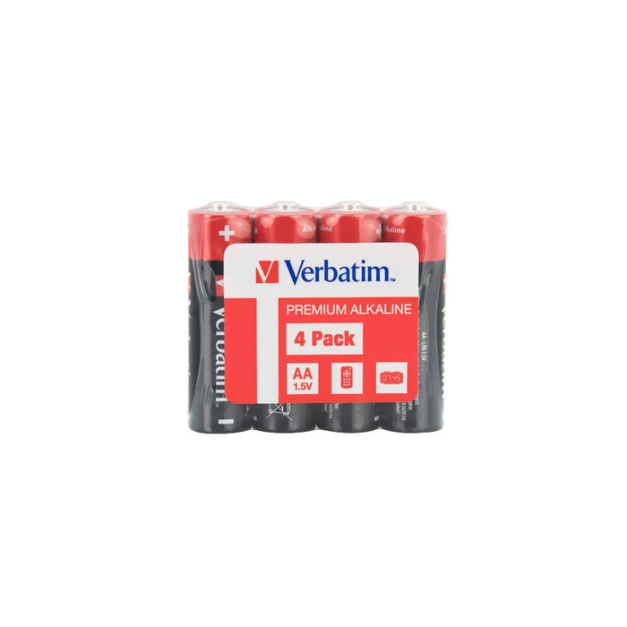 Verbatim (49501) AA Battery Alkaline 4 Pack Shrink-Batteries-Gigante Computers