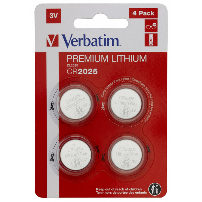 Verbatim (49532) CR2025 Battery Lithium 3V 4 Pack-Batteries-Gigante Computers