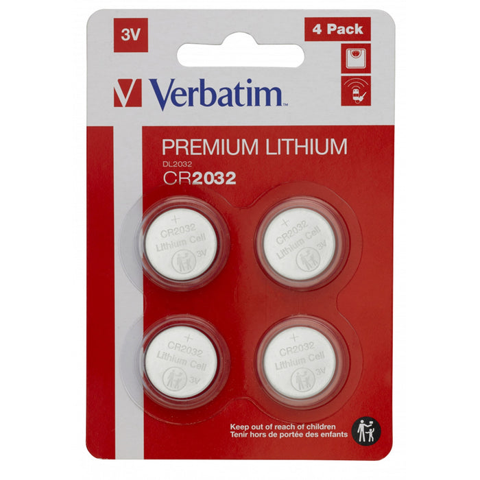 Verbatim (49533) CR2032 Battery Lithium 3V 4 Pack-Batteries-Gigante Computers