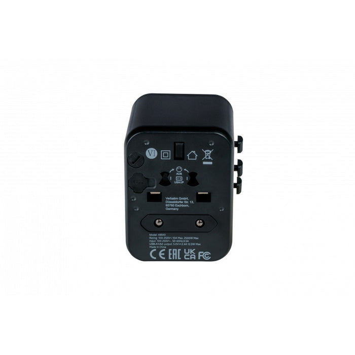 Verbatim (49543) UTA-01 Universal Travel Adapter with 2 x USB-A Ports-Cables-Gigante Computers