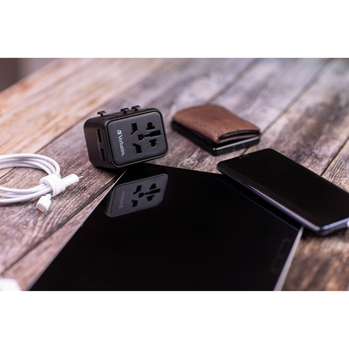 Verbatim (49543) UTA-01 Universal Travel Adapter with 2 x USB-A Ports-Cables-Gigante Computers