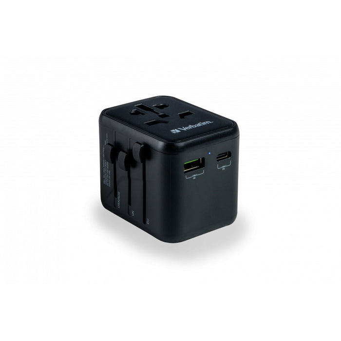 Verbatim (49544) UTA-02 Universal Travel Adapter with 1 x USB-C PD 20W / 1 x USB-A QC 3.0-Cables-Gigante Computers