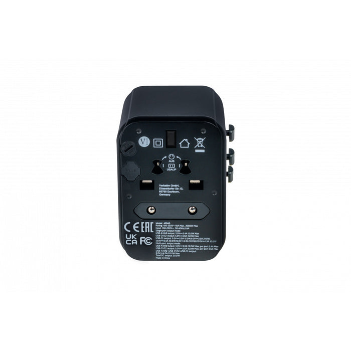 Verbatim (49545) UTA-03 Universal Travel Adapter with 1 x USB-C PD 30W & QC 3.0 / 2 x USB-C / 2 x USB-A-Cables-Gigante Computers