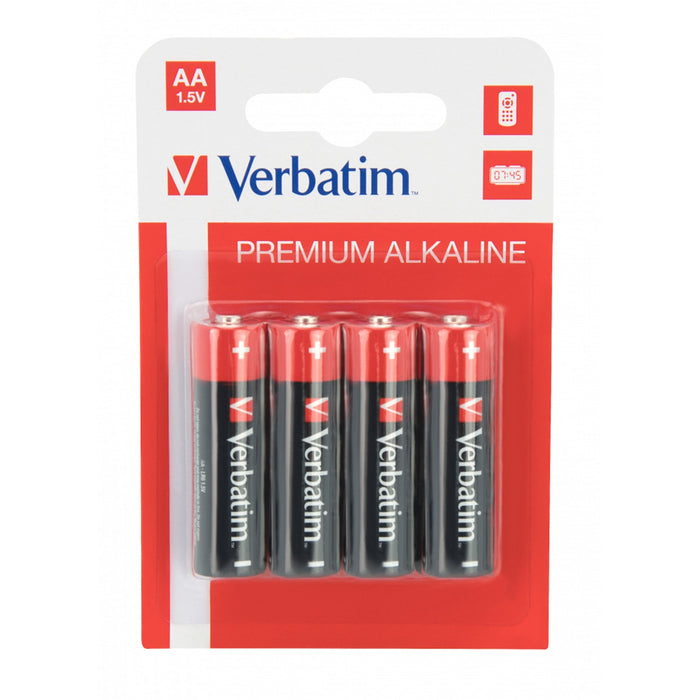 Verbatim (49921) AA BATTERY ALKALINE 4 PACK-Batteries-Gigante Computers