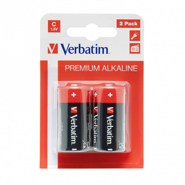 Verbatim (49922) C BATTERY ALKALINE 2 PACK-Batteries-Gigante Computers
