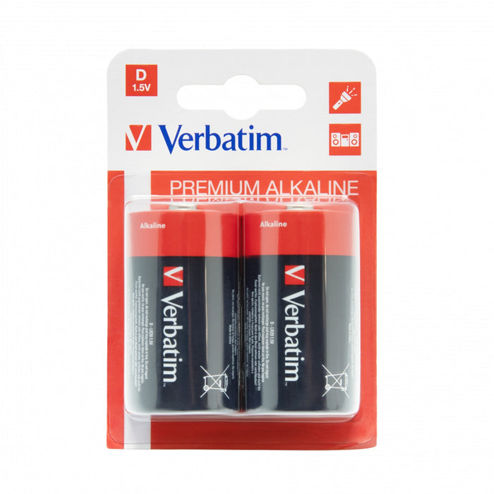 Verbatim (49923) D BATTERY ALKALINE 2 PACK-Batteries-Gigante Computers