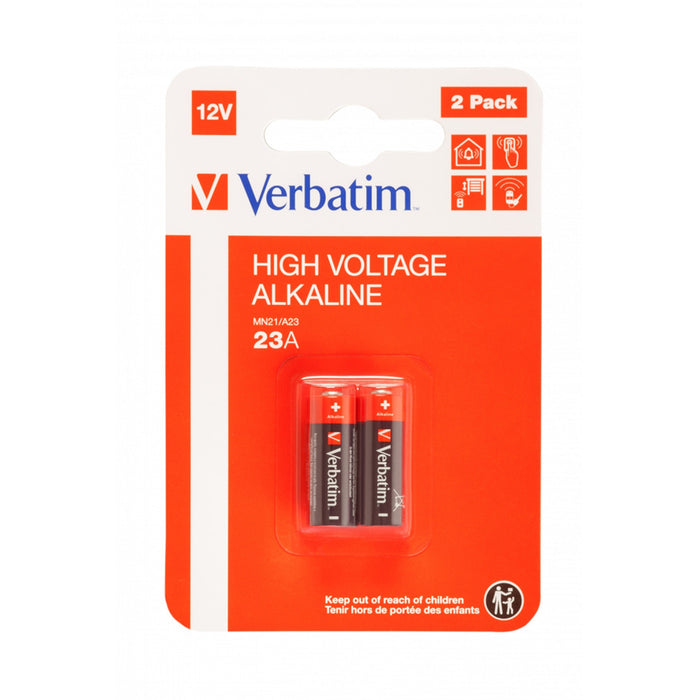 Verbatim (49940) 23A (MN21/A23) BATTERY ALKALINE 12V 2 PACK-Batteries-Gigante Computers