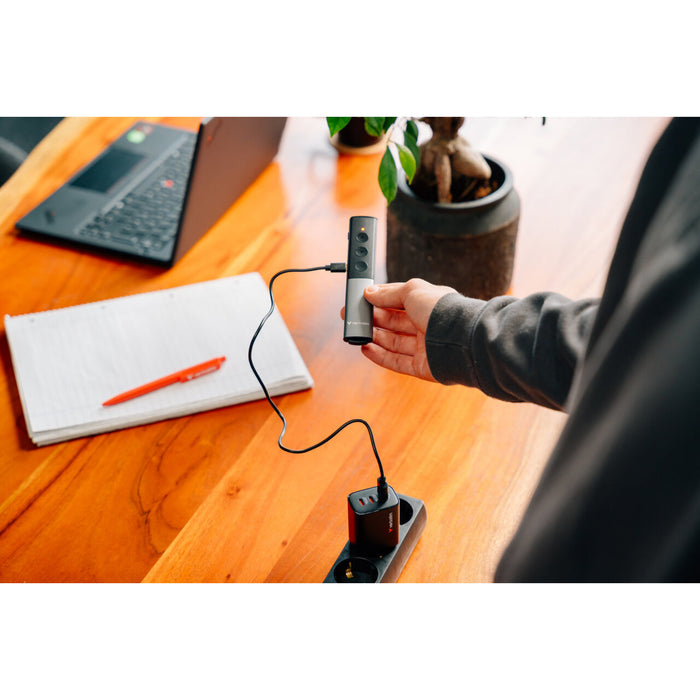 Verbatim Agenda Wireless Presenter With Red Laser Pointer, Up To 100m Wireless Range, Dual USB-A and USB-C Receiver For Universal Compatibility, Plug And Play, Grey / Black-Accessories-Gigante Computers
