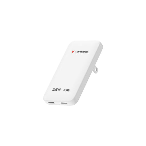 Verbatim Essentials Slim GaN Charger, 65W 2 x USB-C Ports White-Cables-Gigante Computers