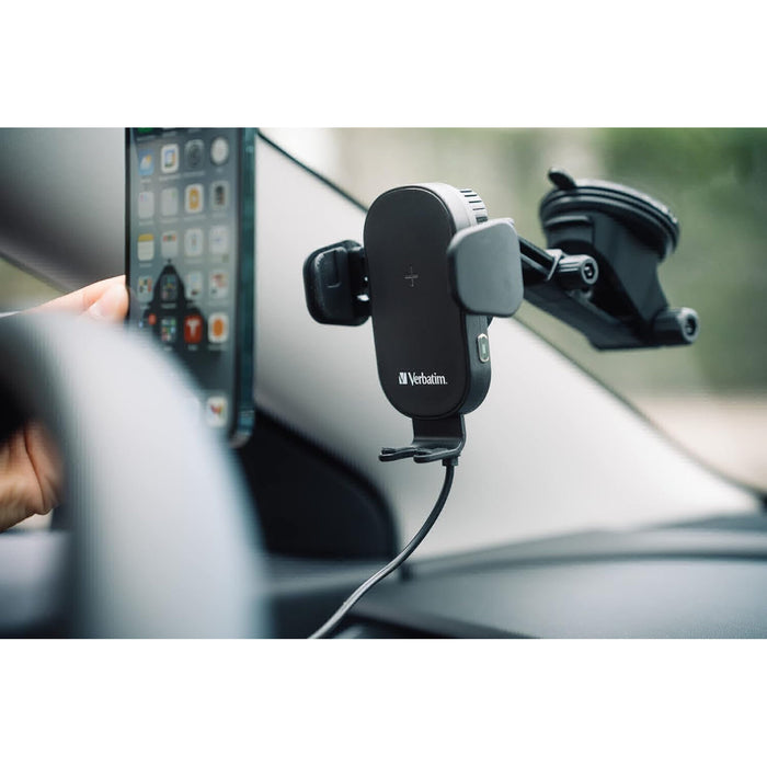 Verbatim FWC-01 Qi Fast Wireless Car Charger, 360 Degrees Rotatable, Three Mounting Options: Vent Holder, Suction Cup On Dashboard, Or Front Window-Accessories-Gigante Computers