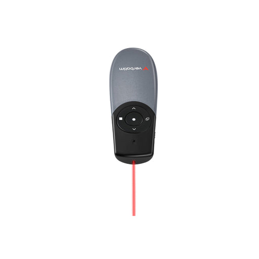 Verbatim Focus Wireless Presenter With Red Laser Pointer, Wireless Operating Distance Up To 30 Metres, USB-A Receiver With USB-C Adapter Included, Plug And Play, Grey-Accessories-Gigante Computers