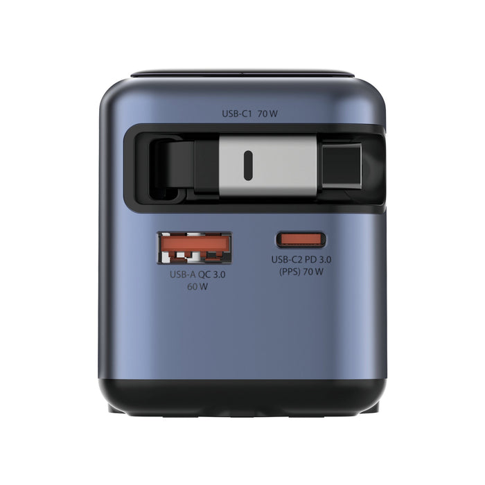 Verbatim Mini GaN Charger 70W Retractable USB-C Cable & Display, USB-C Port, USB-A Port-Cables-Gigante Computers