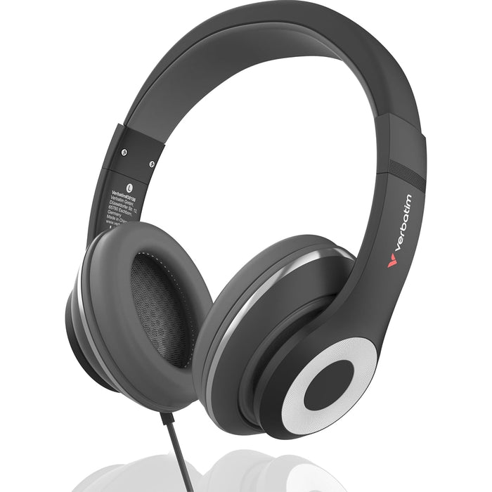 Verbatim TruSound USB-C Over-Ear Headset With In-Line Microphone, Black-Speakers-Gigante Computers