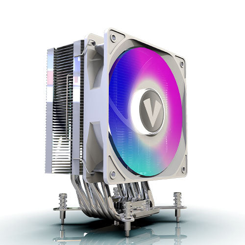 Vida Boreas White ARGB Heatsink & Fan, Intel/AMD, 2000RPM Hydraulic Fan, 6 Copper Heatpipes, 220W TDP, Optional Plain White Fan included-Cooling-Gigante Computers