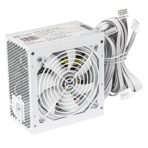 Vida Lite 650W ATX PSU, Fluid Dynamic Ultra-Quiet Fan, PCIe, Flat White Cables, Power Lead Not Included, White-Power Supplies-Gigante Computers
