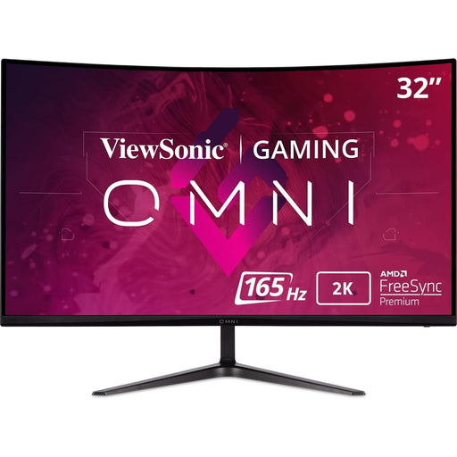 Viewsonic Omni VX3218C-2K 32 Inch Curved Gaming Monitor, QHD, 165Hz, Freesync, 2xHDMI, DisplayPort, 1ms VESA, Speakers-Monitors-Gigante Computers