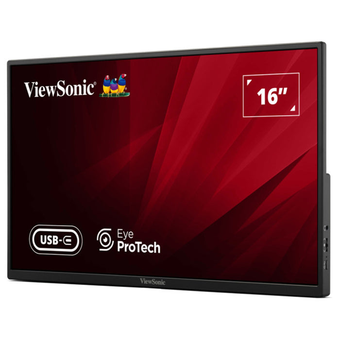 Viewsonic VA1650 16 inch USB-C Lightweight Portable IPS Monitor, Full HD, 60Hz, HDMI (v1.4), VESA, Built in Foldable Stand-Monitors-Gigante Computers