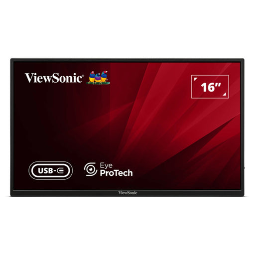 Viewsonic VA1650 16 inch USB-C Lightweight Portable IPS Monitor, Full HD, 60Hz, HDMI (v1.4), VESA, Built in Foldable Stand-Monitors-Gigante Computers