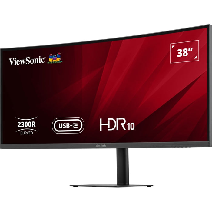 Viewsonic VA3820C 38 Inch UltraWide Quad HD LED Curved Monitor with USB-C Hub, 4.8ms, HDMI, Display Port, 3840 x 1600, 75Hz, Speakers, Height Adjustable, Black-Monitors-Gigante Computers