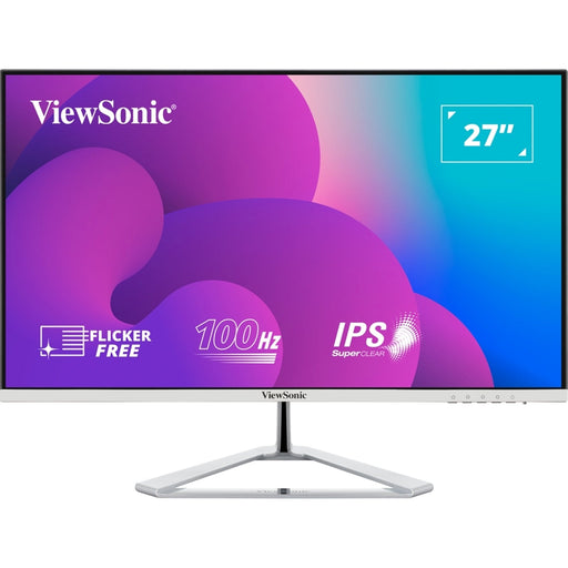 Viewsonic VX2776-SMH 27 Inch IPS Frameless Monitor, Full HD, 100Hz, 4ms, VGA, 2xHDMI, Int PSU, VESA, Chrome Stand, Speakers-Monitors-Gigante Computers