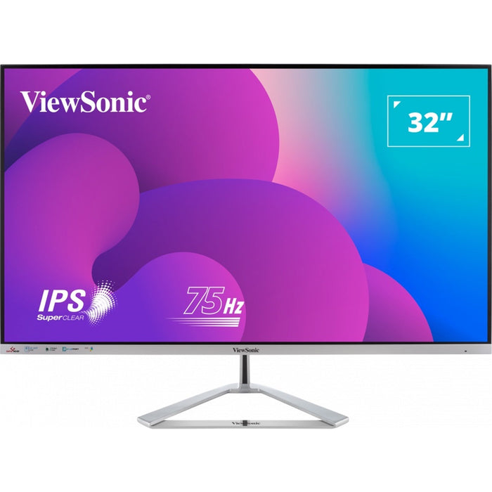 Viewsonic VX3276-MHD-3 32-Inch Full HD, Frameless IPS Monitor, 1080p, 1920 x 1080 Resolution, 75Hz, HDMI, VGA, DisplayPort, Speakers-Monitors-Gigante Computers