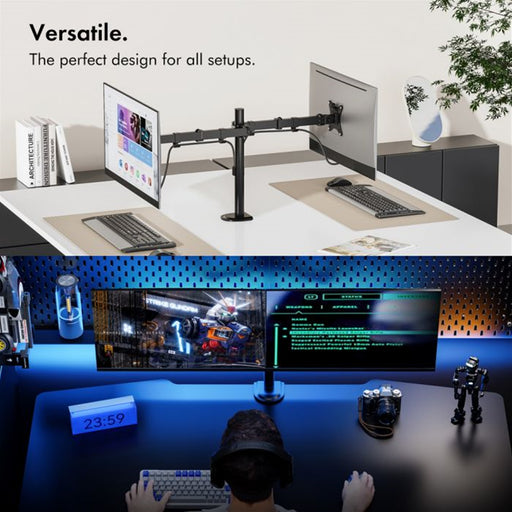 VonHaus Dual Monitor Stand for 13-32 Inch Screens, Twin Monitor Mount with Desk Clamp, Height Adjustable, Easy Assemble Stand with Full Tilt, Rotation & Swivel Arms, VESA 75x75 & 100x100mm-Accessories-Gigante Computers