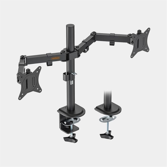 VonHaus Dual Monitor Stand for 13-32 Inch Screens, Twin Monitor Mount with Desk Clamp, Height Adjustable, Easy Assemble Stand with Full Tilt, Rotation & Swivel Arms, VESA 75x75 & 100x100mm-Accessories-Gigante Computers