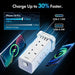 VonHaus Tower Extension Lead with USB, Power Surge Protection 2M Cable White, 8 x UK Mains Sockets, Three-Pin 13A Plugs, Arranged Vertically With 2 Sockets On Each Of The 4 Sides-Cables-Gigante Computers