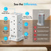 VonHaus Tower Extension Lead with USB, Power Surge Protection 2M Cable White, 8 x UK Mains Sockets, Three-Pin 13A Plugs, Arranged Vertically With 2 Sockets On Each Of The 4 Sides-Cables-Gigante Computers