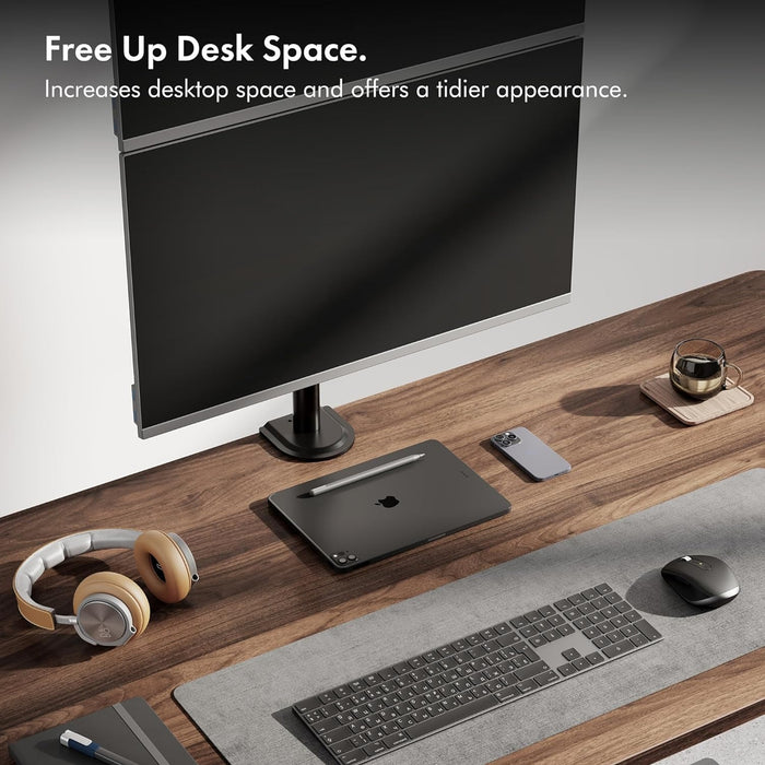 VonHaus Vertical Double Monitor Stand for 13-32" Screens, Twin Monitor Mount with Clamp, Height Adjustable, Easy Assemble Stand with Full Tilt, Rotation & Swivel Arms, VESA 75x75 & 100x100mm-Accessories-Gigante Computers
