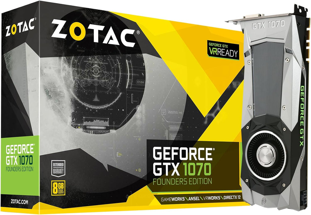 ZOTAC GeForce® GTX 1070 Founders Edition 8GB GDDR5 Graphics Card - Refurbished-Graphics Cards-Gigante Computers