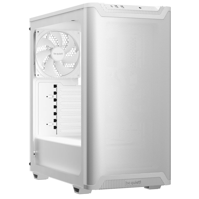 be quiet! Pure Base 501 Case, Airflow Window White, Mid Tower, 2 x USB Type-A, 1 x USB Type-C, 2 x Pure Wings 2 140mm Black PWM Fans Included, Sleek front panel and airflow top cover for a unified, classic design.-Cases-Gigante Computers