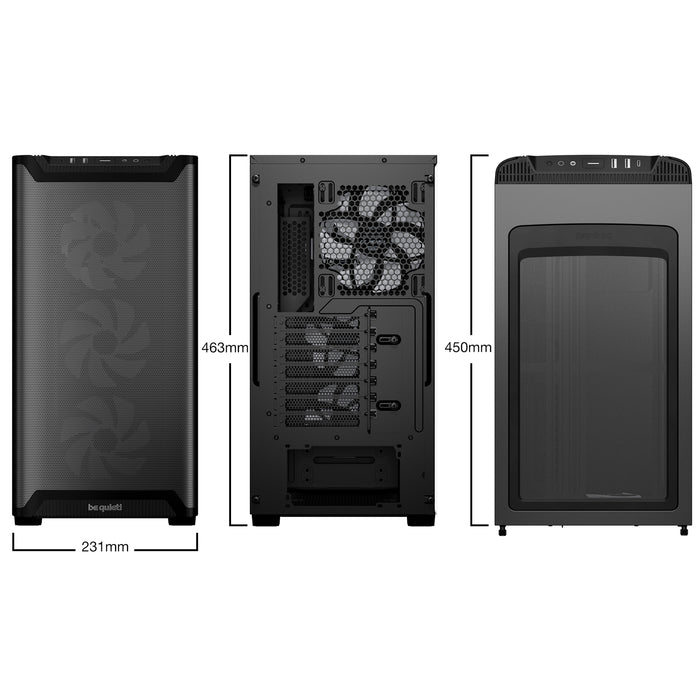 be quiet! Pure Base 501 LX Case, Airflow Window Black, Mid Tower, 2 x USB Type-A, 1 x USB Type-C, 4 x Light Wings LX Black PWM Fans Included, 3 Years Warranty-Cases-Gigante Computers