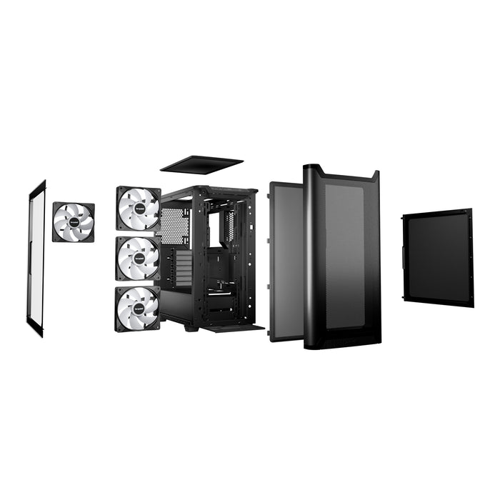 be quiet! Pure Base 501 LX Case, Airflow Window Black, Mid Tower, 2 x USB Type-A, 1 x USB Type-C, 4 x Light Wings LX Black PWM Fans Included, 3 Years Warranty-Cases-Gigante Computers