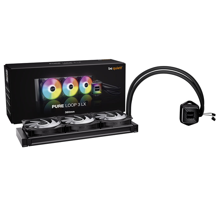be quiet! Pure Loop 3 LX Liquid CPU Cooler, Universal Socket, 240mm Radiator, 3 x Light Wings LX PWM High Speed, Stylish ARGB cooling block featuring 10 included lighting foils, 3-year manufacurer's warranty.-Fans-Gigante Computers