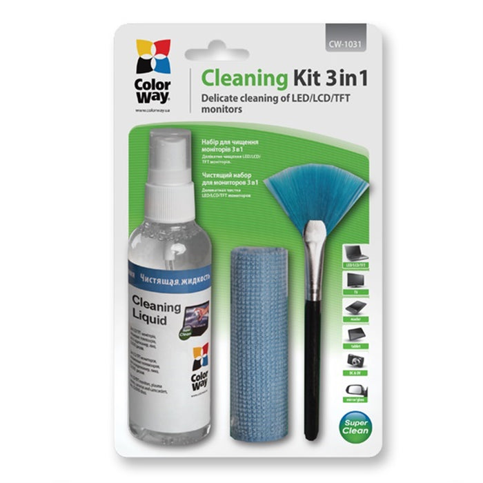 Colorway Multipurpose 3 in 1 Cleaner Set with Microfiber Cloth for Screen and Monitor