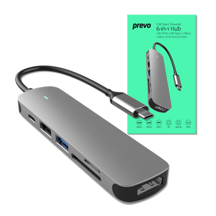 PREVO C605A USB Type-C 6-In-1 Hub with HDMI