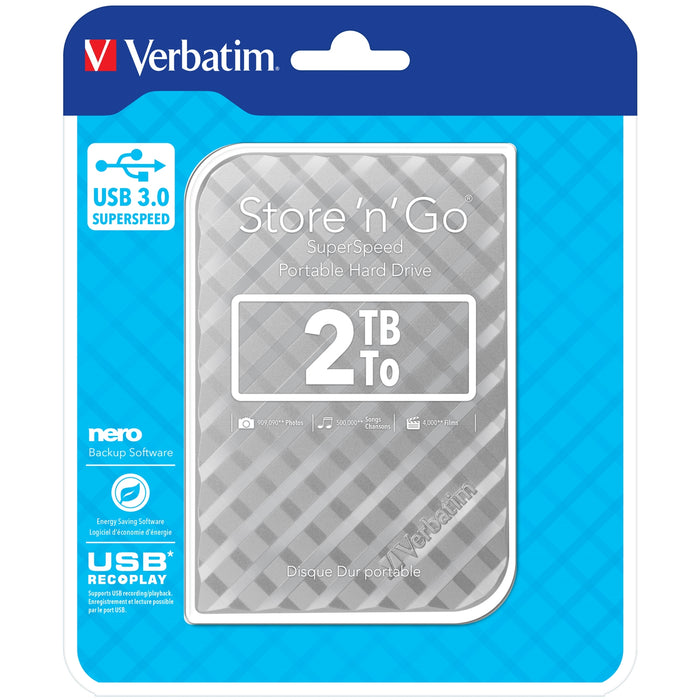Verbatim (53198) Store 'N' Go 2.5" (6.35CM) GEN2 2TB USB 3.0 Silver