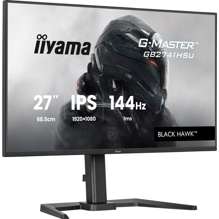 iiyama G-Master Black Hawk gaming monitor GB2741HSU-B1 27" Black, Height Adjustable, IPS, Ultra Slim Bezel, Full HD, 144Hz, 1ms, FreeSync, HDMI, Display Port, USB Hub-Monitors-Gigante Computers