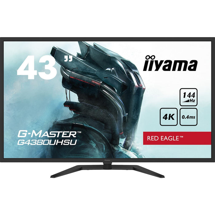 iiyama G-Master G4380UHSU-B1 Red Eagle 43 Inch Gaming Monitor, Black, VA panel, 144hz, 4K, 0.4ms, FreeSync, HDMI, DisplayPort, USB Hub, Int PSU, Speakers, VESA-Monitors-Gigante Computers