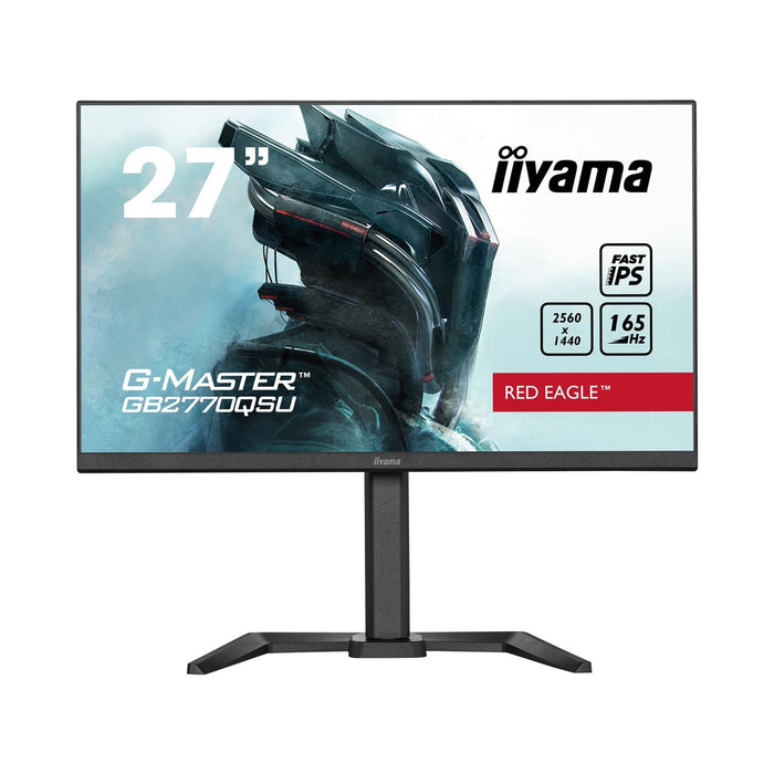 iiyama G-Master GB2770QSU-B5 Red Eagle 27 Inch Gaming Monitor, Black, WQHD, IPS, 165Hz, 0.5ms, FreeSync, HDMI, Display Port, USB Hub, Speakers, Int PSU, Height Adjustable, Pivot, VESA-Monitors-Gigante Computers