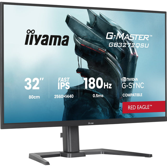 iiyama G-Master Red Eagle gaming monitor GB3272QSU-B1 32" Black, 2560 x 1440, 0.5ms, 180hz, Nvidia G-Sync, HDMI, DisplayPort, Height Adjustable, PIP and PBP-Monitors-Gigante Computers