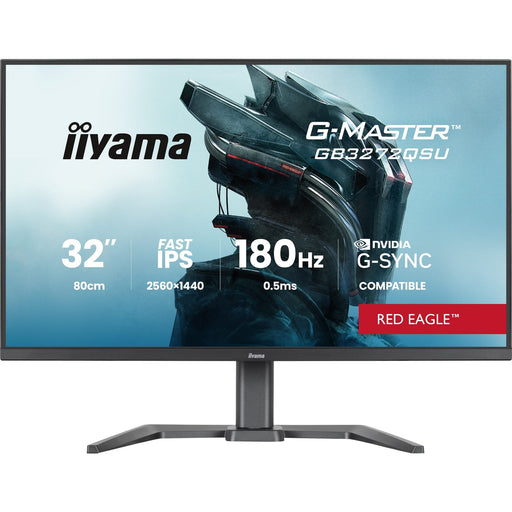 iiyama G-Master Red Eagle gaming monitor GB3272QSU-B1 32" Black, 2560 x 1440, 0.5ms, 180hz, Nvidia G-Sync, HDMI, DisplayPort, Height Adjustable, PIP and PBP-Monitors-Gigante Computers